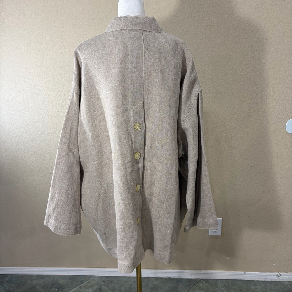 MenaCinque Button Up Blazer 100%Linen Made In Italy O/S Quiet Luxury Minimalist - Picture 5 of 14
